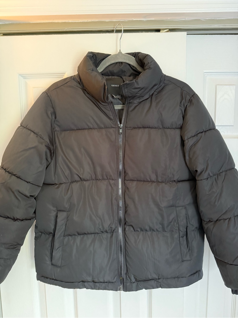 Gray Puffer Jacket - Classic Quilted Winter Coat